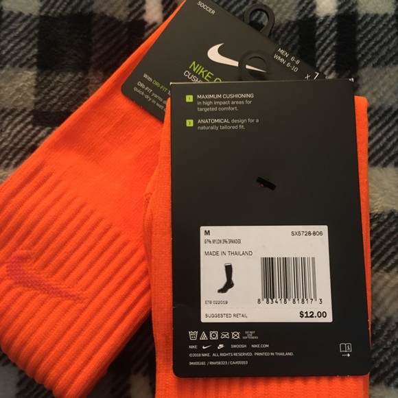 NIKE Dri-Fit knee high socks orange soccer cushion - Picture 6 of 6